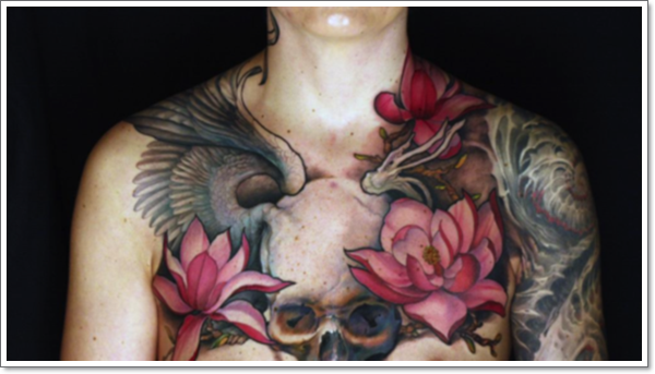 Awesome lotus flower tattoo design, idea 3