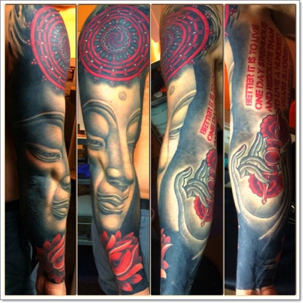 Awesome lotus flower tattoo design, idea 5