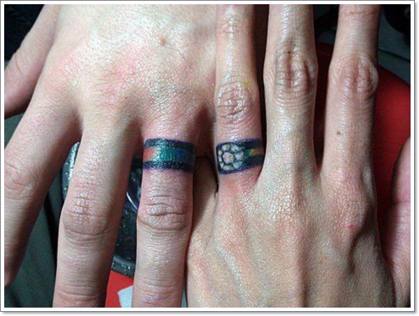 Wedding ring tattoos design, idea 5