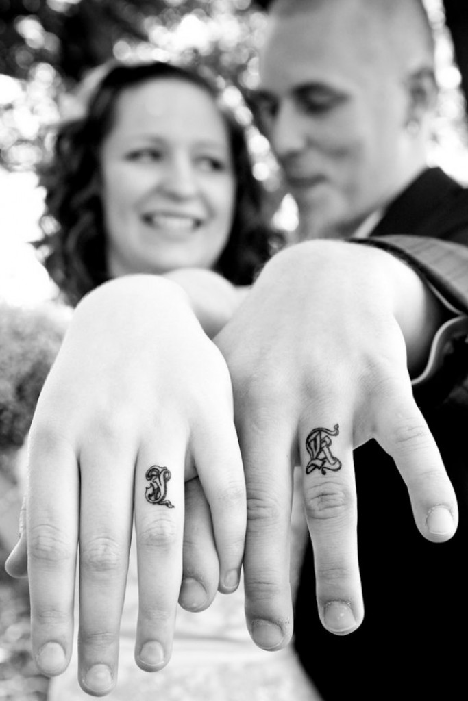 Wedding ring tattoos design, idea 33