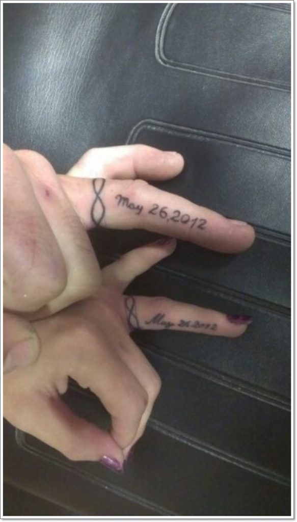 Wedding ring tattoos design, idea 8