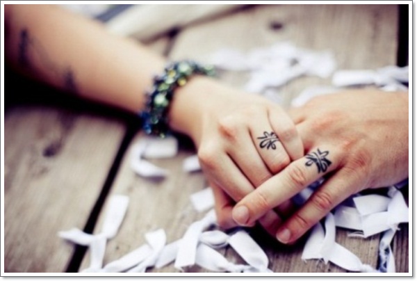 Wedding ring tattoos design, idea 10