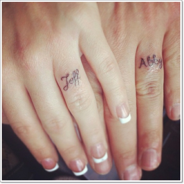 Wedding ring tattoos design, idea 11