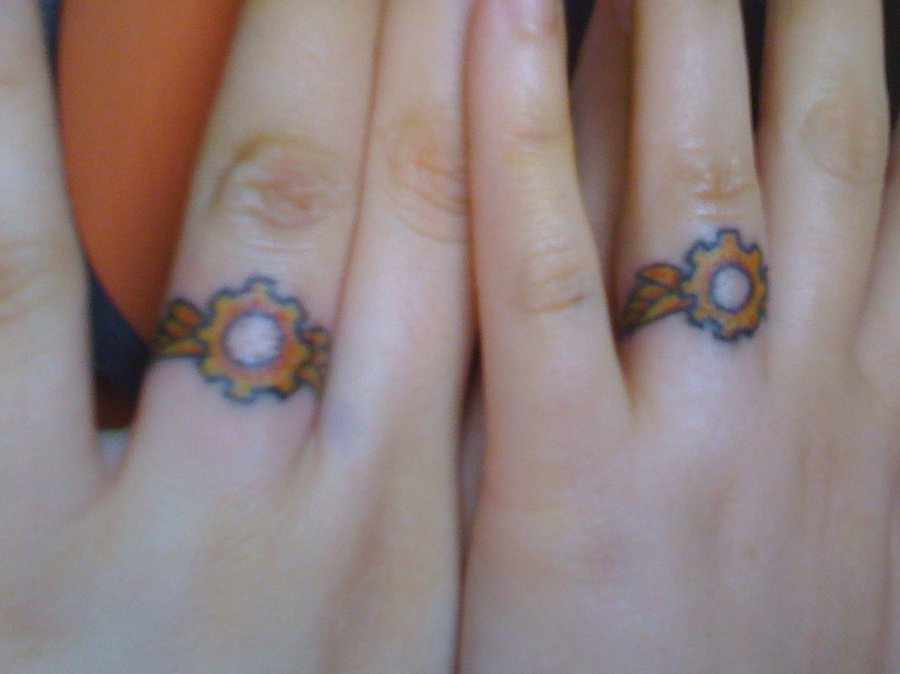 Wedding ring tattoos design, idea 31