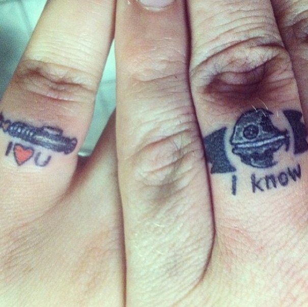 Wedding ring tattoos design, idea 1