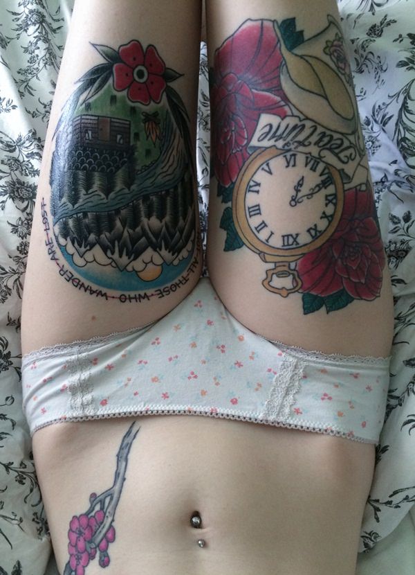 Thigh tattoos design, idea 3