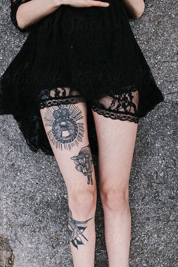 Thigh tattoos design, idea 7