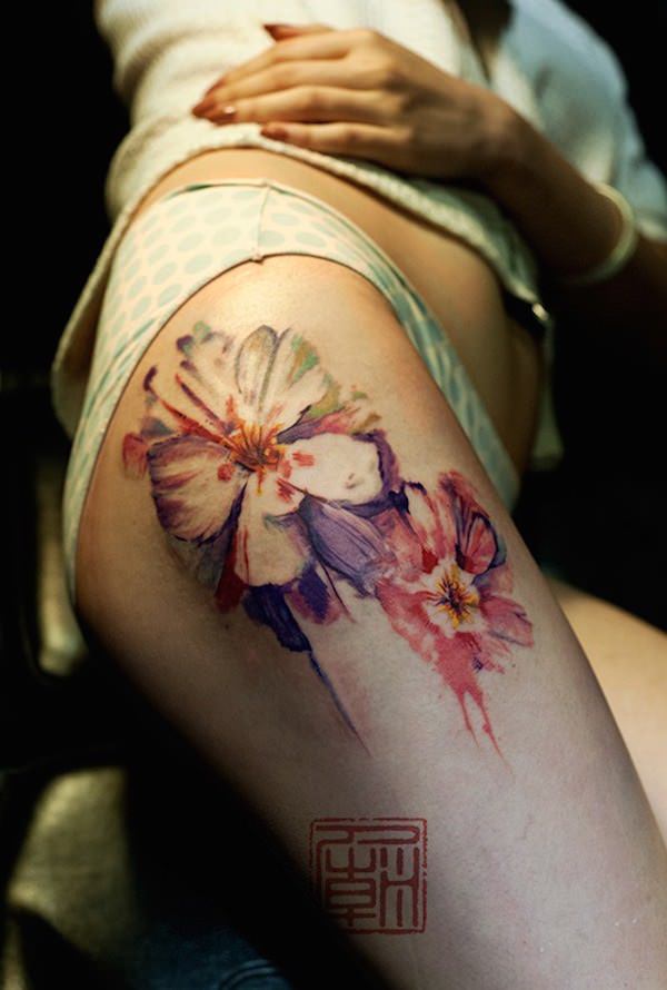 Thigh tattoos design, idea 35