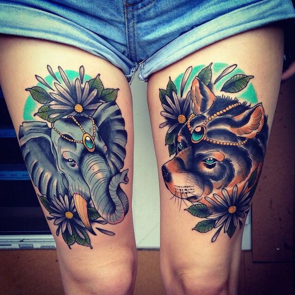 Thigh tattoos design, idea 36