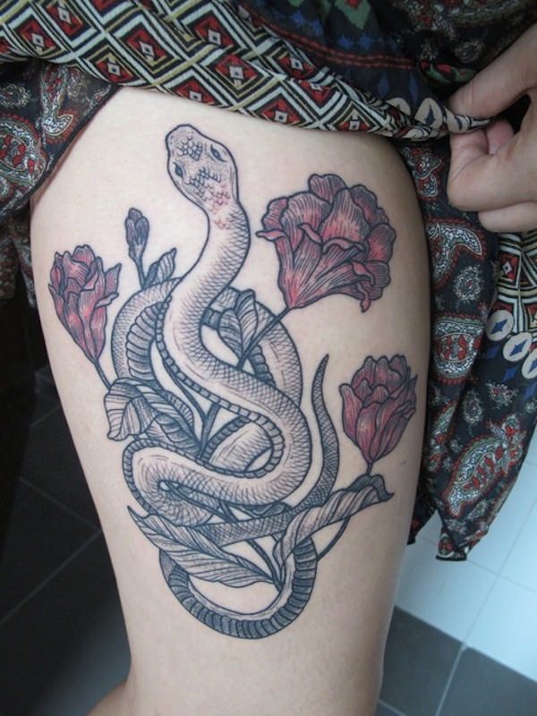 Thigh tattoos design, idea 37