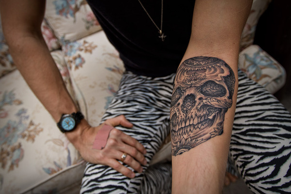 Badass deadly skull tattoo design, idea 102