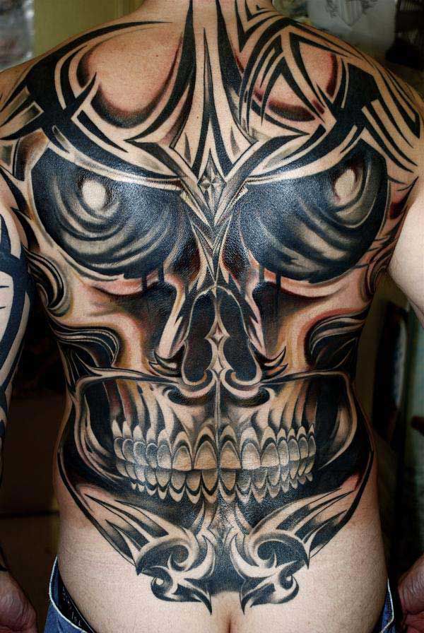 Badass deadly skull tattoo design, idea 77