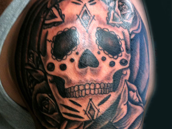 Badass deadly skull tattoo design, idea 94