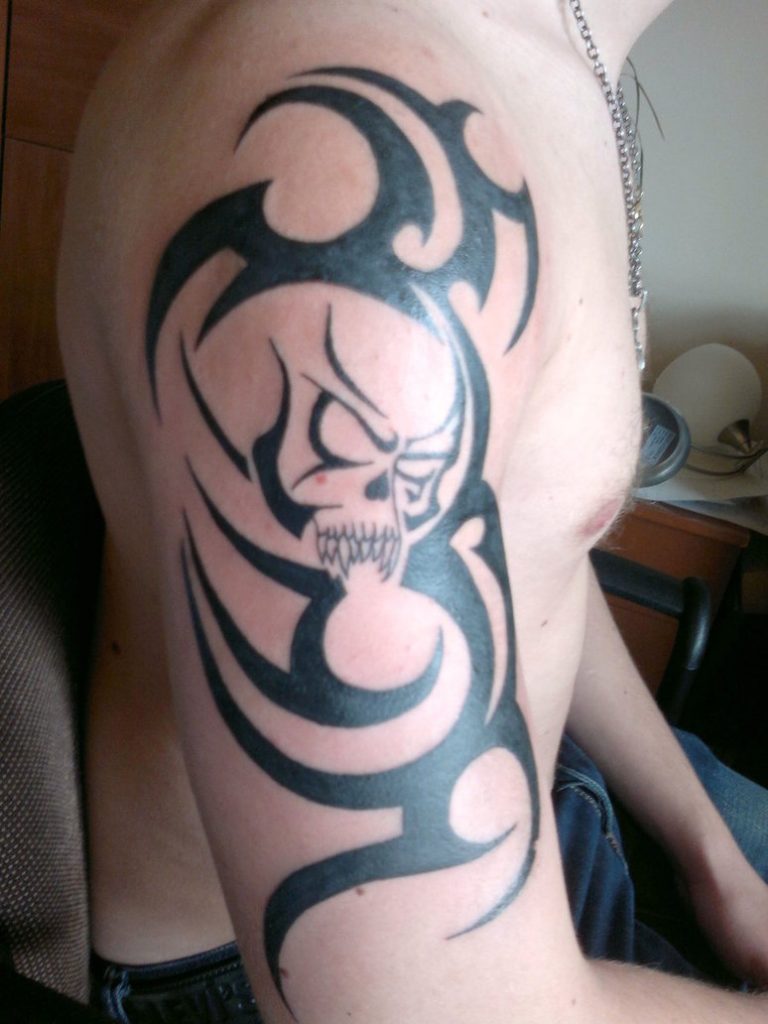 Badass deadly skull tattoo design, idea 75