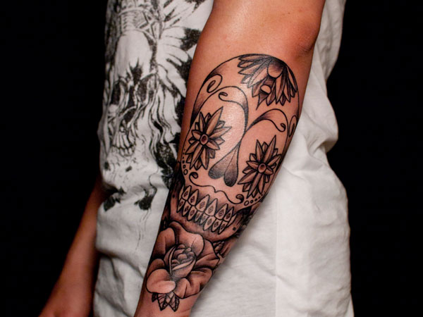 Badass deadly skull tattoo design, idea 101