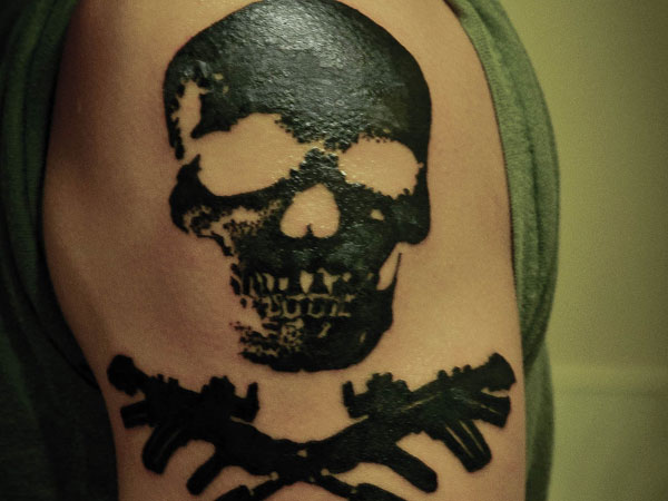 Badass deadly skull tattoo design, idea 105