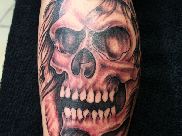 Badass deadly skull tattoo design, idea 86