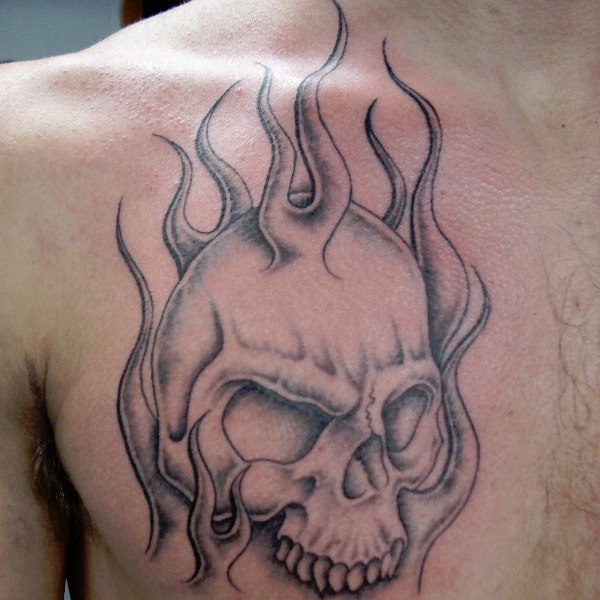 Badass deadly skull tattoo design, idea 89