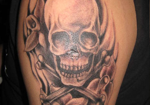 Badass deadly skull tattoo design, idea 79