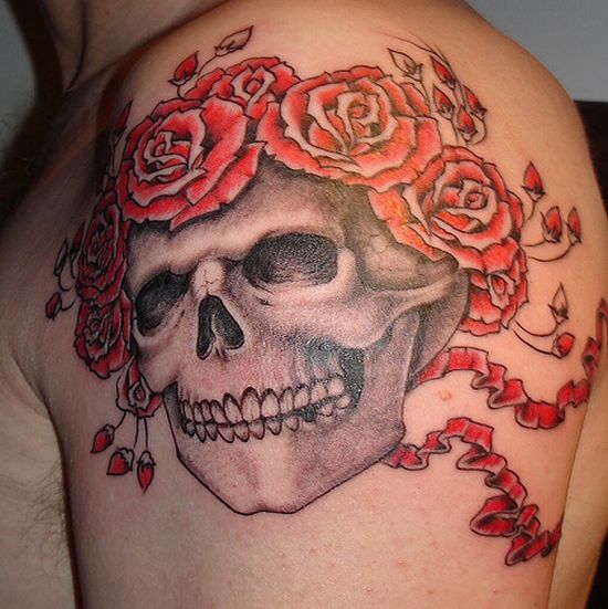 Badass deadly skull tattoo design, idea 83