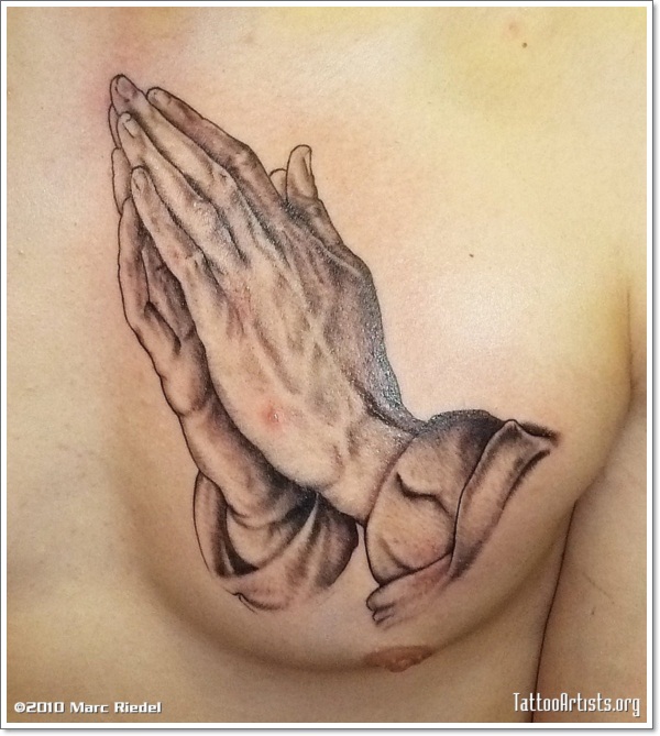 Top 25 praying hands tattoos faithful design, idea 17