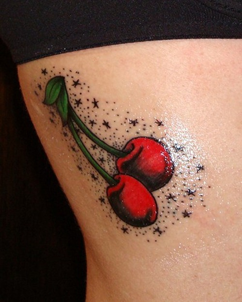 Top 40 cute cherry tattoos girls design, idea 25