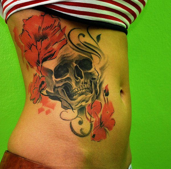 Badass deadly skull tattoo design, idea 47