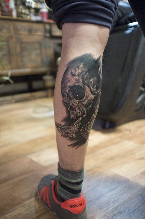 Badass deadly skull tattoo design, idea 59
