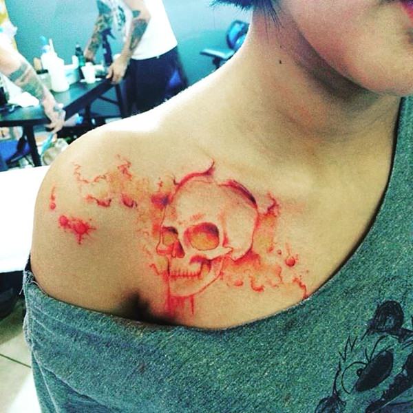 Badass deadly skull tattoo design, idea 61