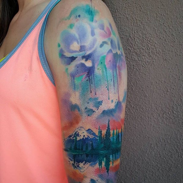 Artistic watercolor tattoos living works art design, idea 22