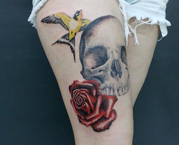 Badass deadly skull tattoo design, idea 66