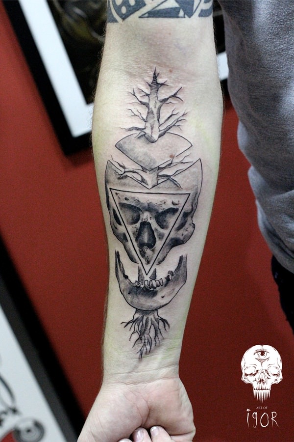 Badass deadly skull tattoo design, idea 48