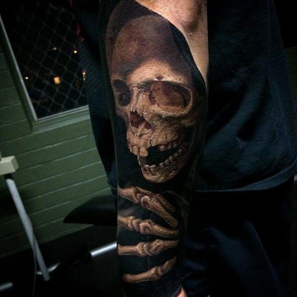 Badass deadly skull tattoo design, idea 6