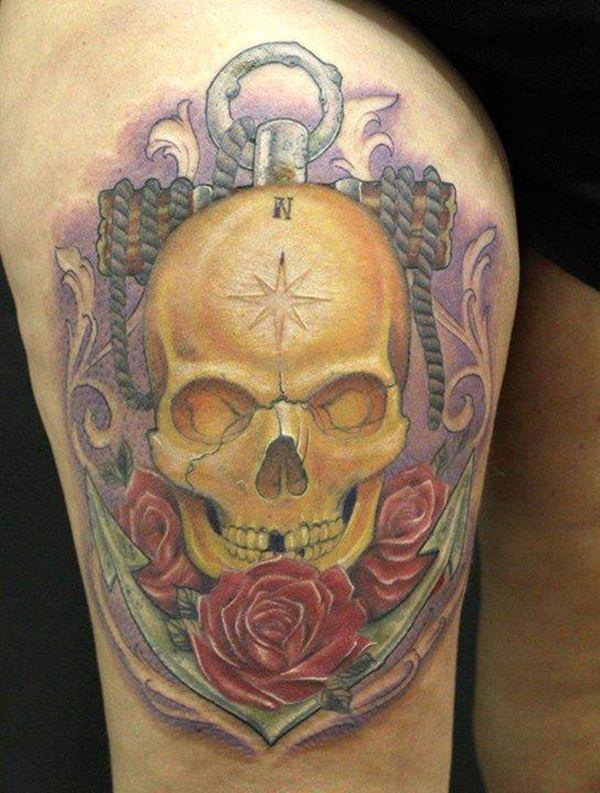 Badass deadly skull tattoo design, idea 8