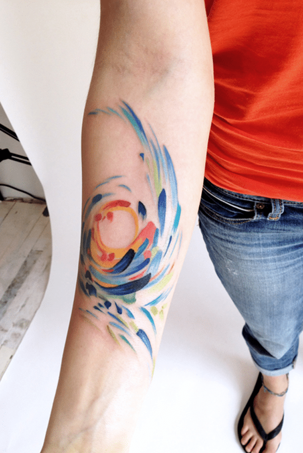 Artistic watercolor tattoos living works art design, idea 33