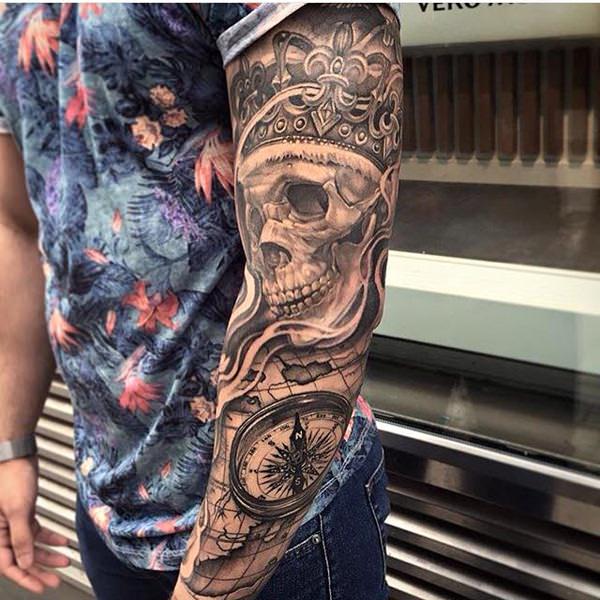 Badass deadly skull tattoo design, idea 9