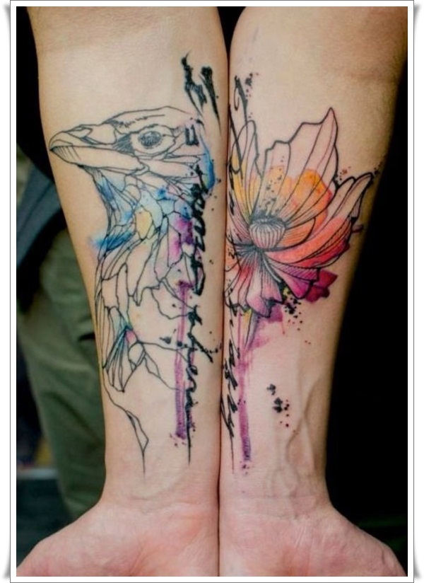 Artistic watercolor tattoos living works art design, idea 68