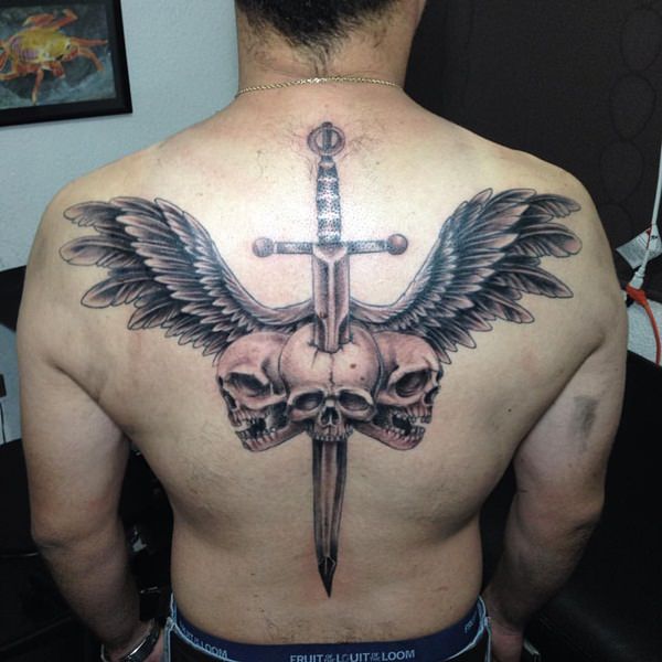 Badass deadly skull tattoo design, idea 10