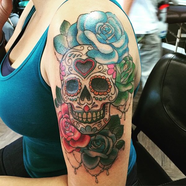 Badass deadly skull tattoo design, idea 13