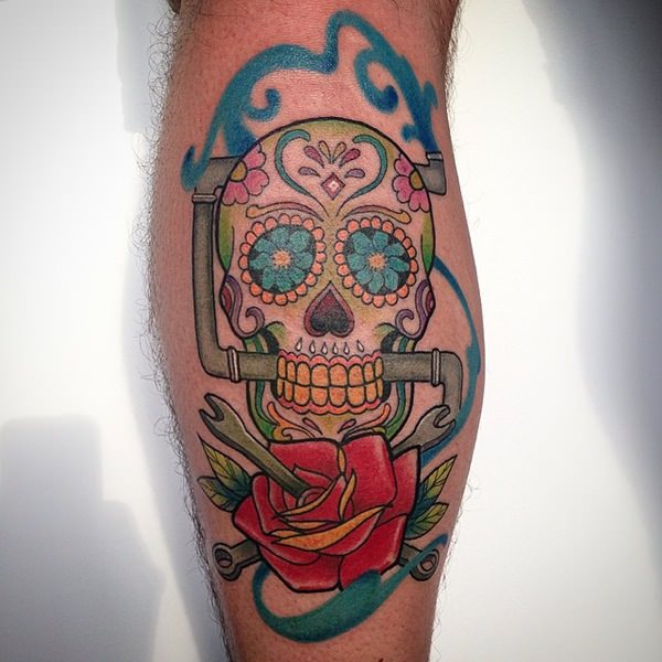 Badass deadly skull tattoo design, idea 18
