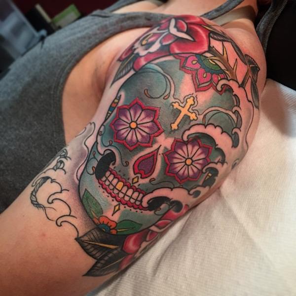 Badass deadly skull tattoo design, idea 20