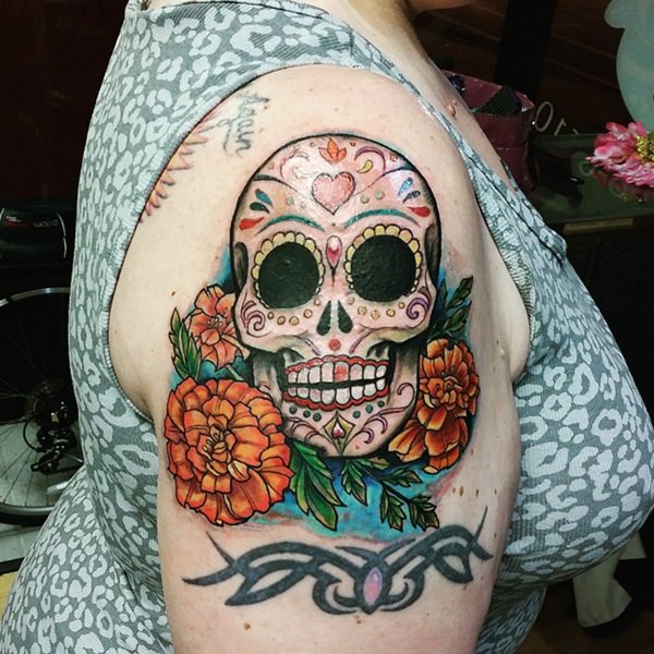 Badass deadly skull tattoo design, idea 21