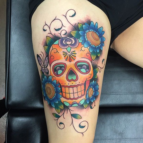 Badass deadly skull tattoo design, idea 23