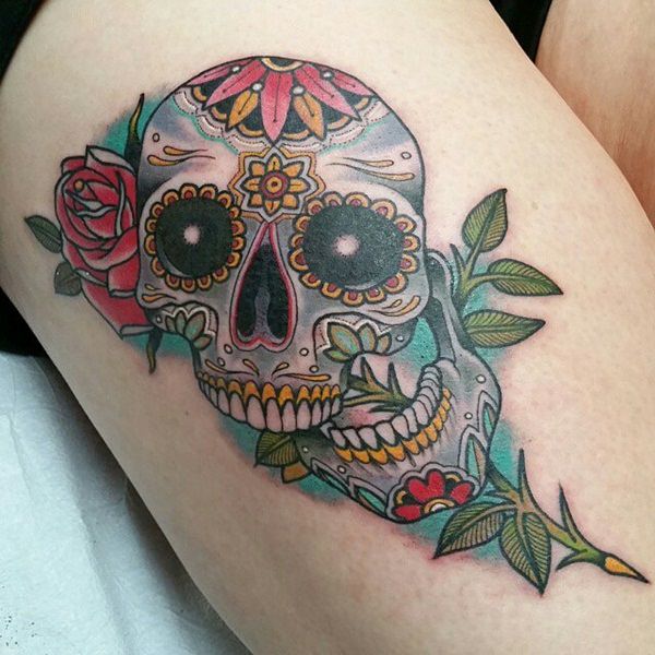 Badass deadly skull tattoo design, idea 26