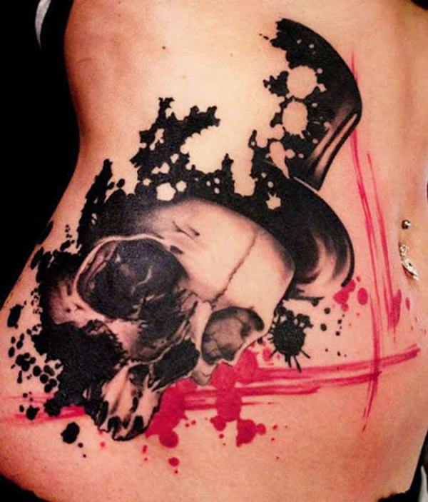 Badass deadly skull tattoo design, idea 29