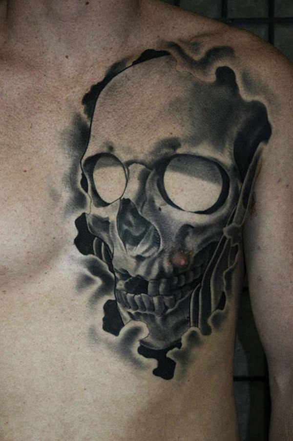 Badass deadly skull tattoo design, idea 33