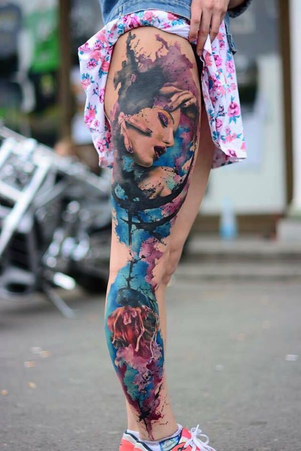 Artistic watercolor tattoos living works art design, idea 58