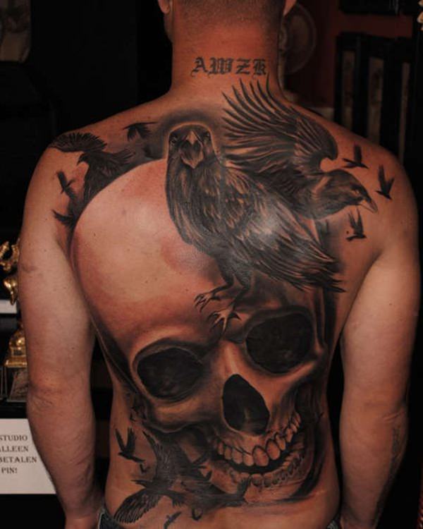 Badass deadly skull tattoo design, idea 35