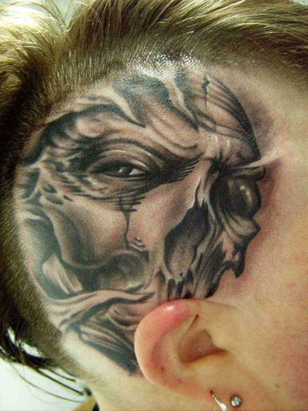 Badass deadly skull tattoo design, idea 36