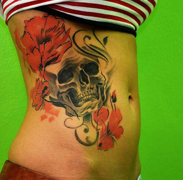 Badass deadly skull tattoo design, idea 38